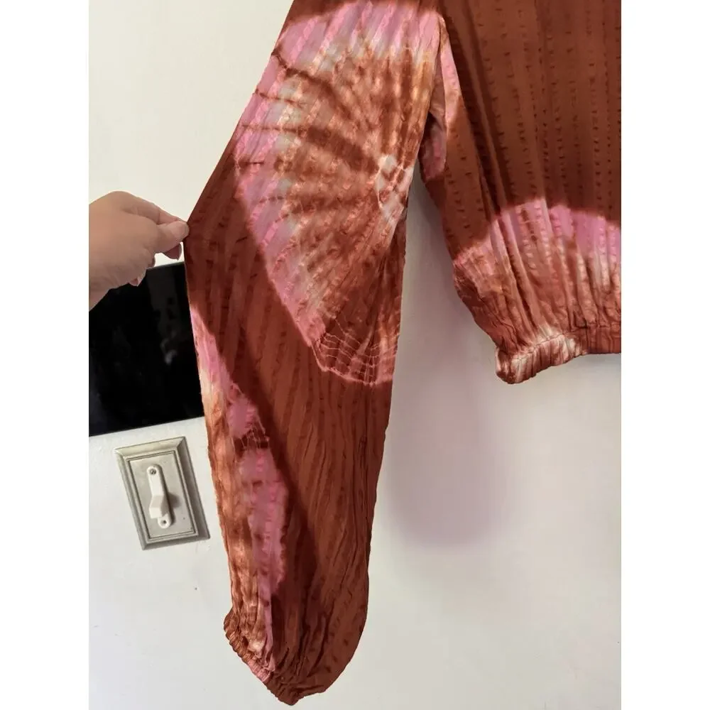 Anthropologie The Odells Tie-Dye Serena Ballon Sleeve Top Small